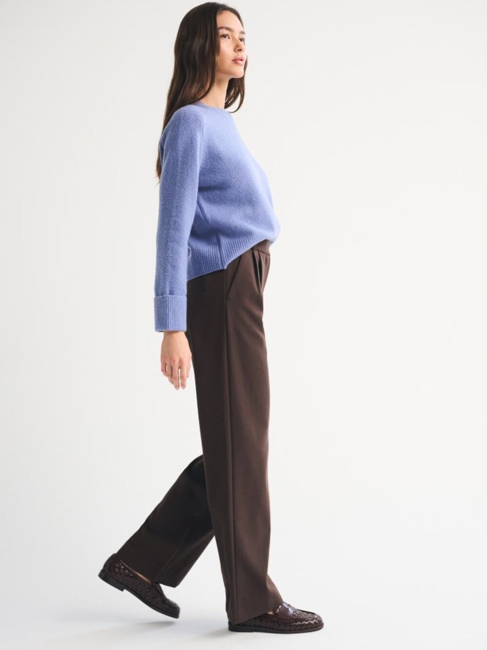 NWT ABERCROMBIE & FITCH Sloane Brown Tailored Wide Leg Trousers Pants, Size 30 - Picture 4 of 14